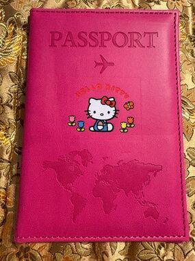 Hello Kitty Hot Pink Passport Holder Travel Wallet Organizer